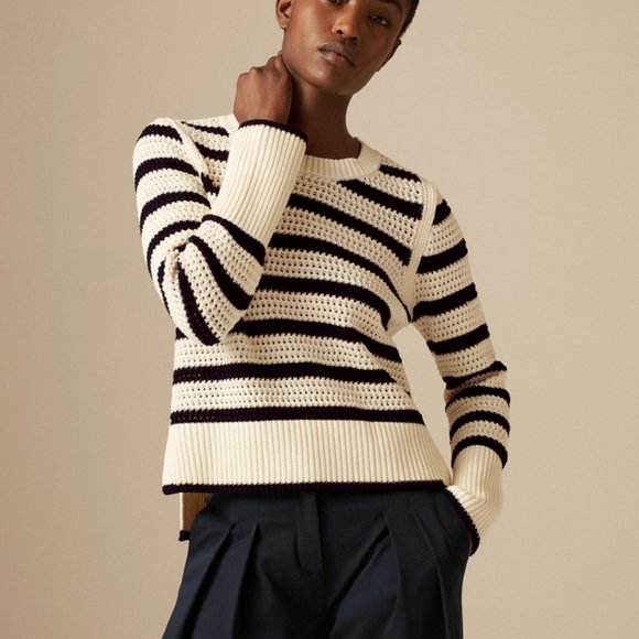 SOLD - ME+EM Cotton Textured Breton Sweater in Cream Size M (NEW WITH TAGS) - Picture 3 of 6